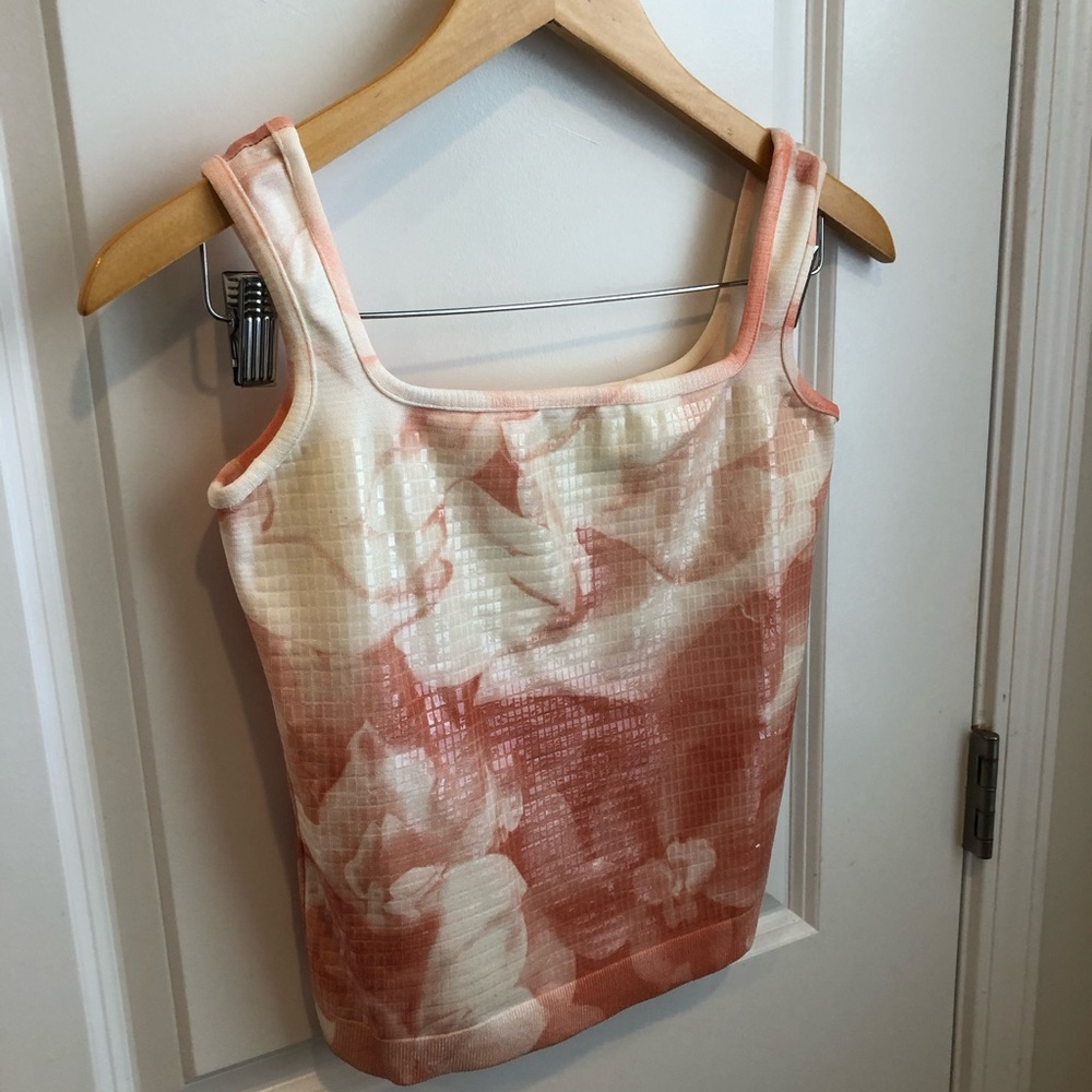 BETTE PAIGE Women's Pink Cream Floral Tank Top Made in USA Medium Women’s